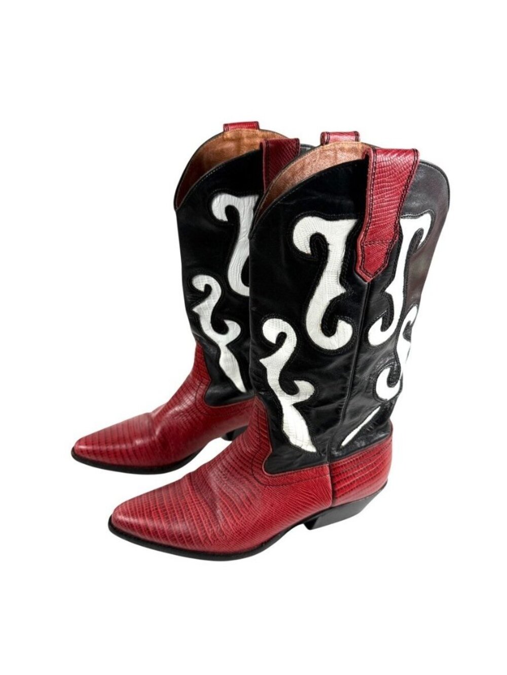 Nine West Romnee Leather Cowboy Boots Women's 8M Red Black Western